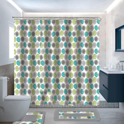 Correon Geometric Shower Curtain with Hooks Included