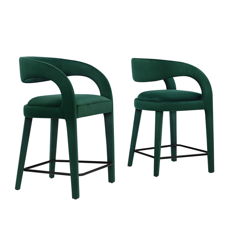 Tabouret rembourré Modway Pinnacle, Tabouret de comptoir (siège d'une hauteur de 24,5, Noir, Vert