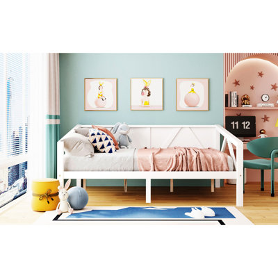 Lit de jour blanc pleine grandeur avec rangement et pieds en pin, pouvant être utilisé comme lit, structure solide supplémentaire de 79,7 po x 57,1 po, 34,7 lb