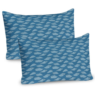 Ambesonne Seashells Pillow Sham 2 Pack Nautical Creative Shells Dark Turquoise Pale Blue -  pil-2_106156_26x20