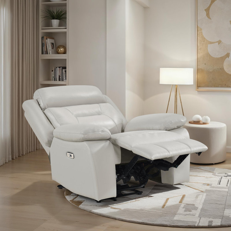  Hornbeck 40" Modern & Contemporary Top Grain Leather Match Power Reclining Chair with One-Touch Power Control, USB Charging & Pocket Coil Seating
