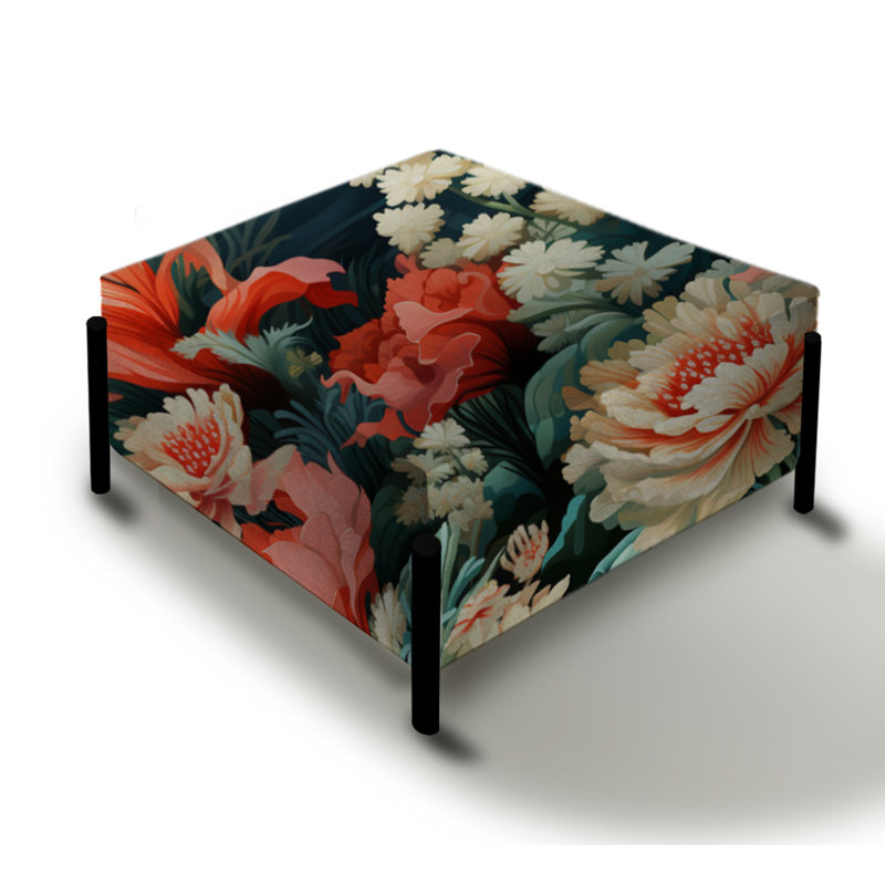 Coastal Coral Reef Coastal Pattern - Coastal Large Square Ottoman