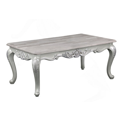 Table basse de style traditionnel Melrose en bois au fini argenté