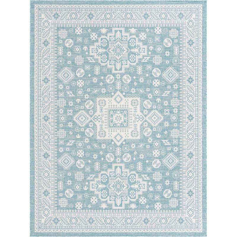 Outdoor Chand Area Rug Blue Color, Rectangle 9' x 12'