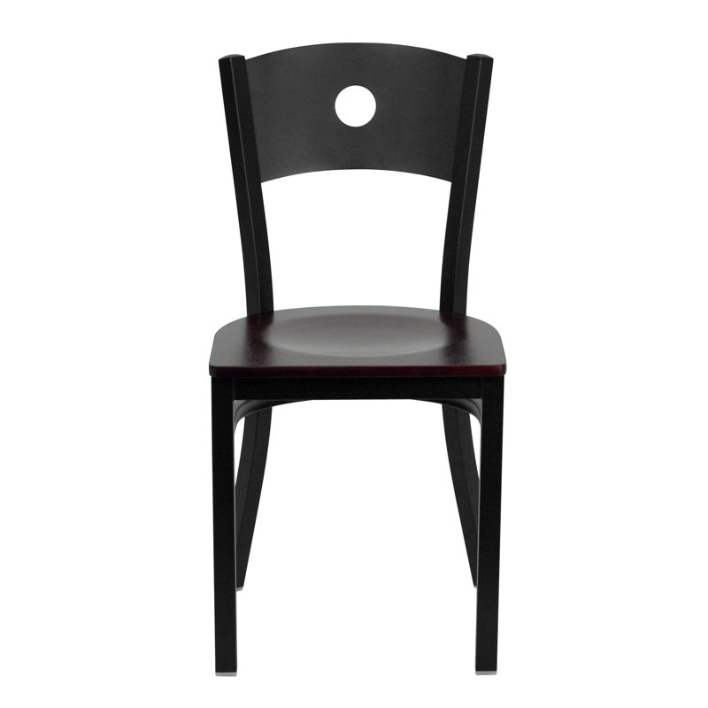 Merlina Circle Back Metal Restaurant Chair, Mahogany Wood