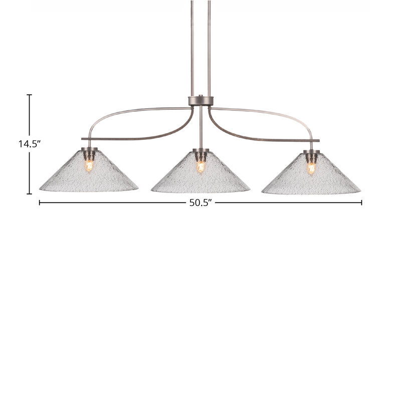 Monterey 3 Light Bar Shown In Graphite & Painted Distressed Wood-look Metal Finish With 16” Smoke Bubble Glass, Gray/Clear