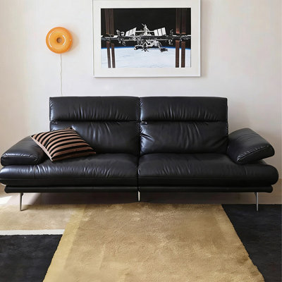 Canapé modulaire noir en similicuir