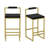 Modern Velvet Upholstered Bar Stools Set Of 2 Dining Chairs With Footrest &  Back Support For Kitchen (Black & Black)-1506118590