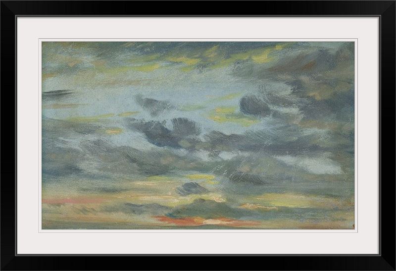 «Sky Study, Sunset, 1821-22» par John Constable, reproduction d'art, H 32 po x l 44 po x P 1 po, Cadre noir