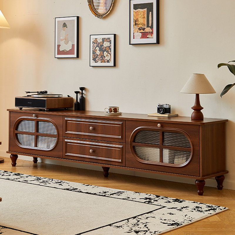 Meuble télé moderne en bois massif brun, H 21,85 po x L 78,74 po x l 15,75 po