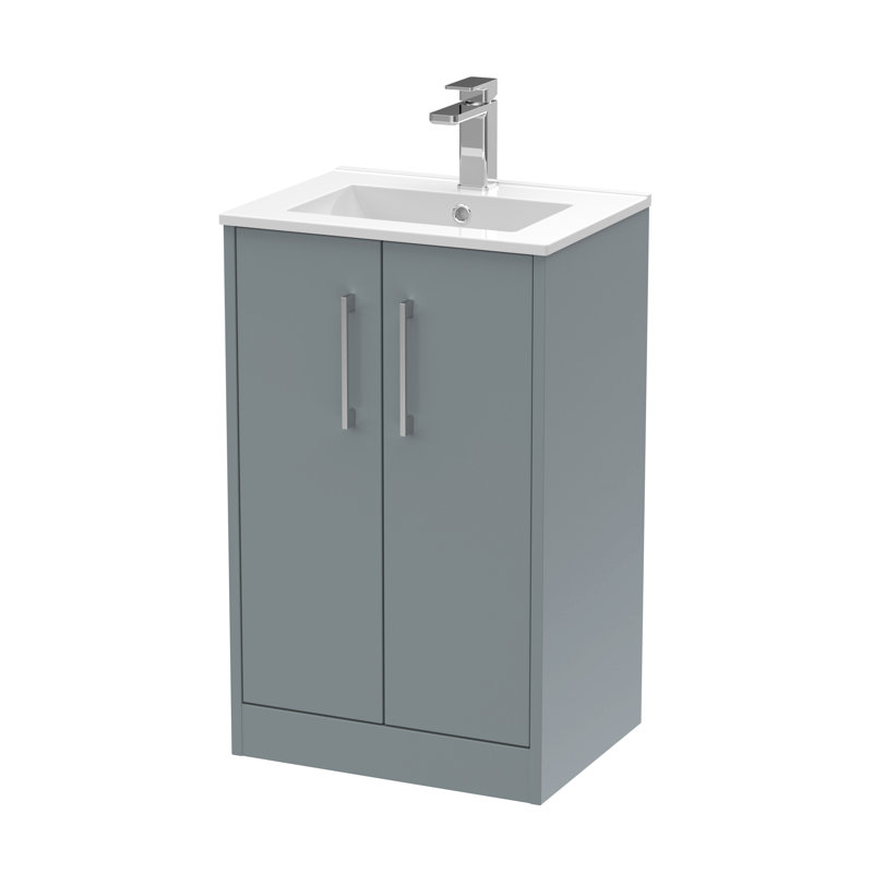 Juno 500mm Single Bathroom Vanity with Integrated Vitreous China Basin, Coastal Grey
