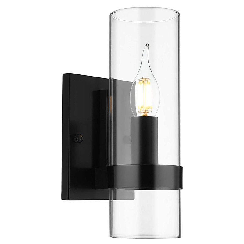 Modern Clear Glass Wall Lamp Sconce Light, Black