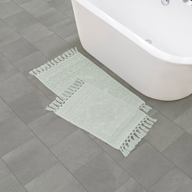 French Connection Dekker 100% Cotton Bath Rug Set, Light Blue