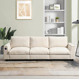 Sectional Sofa With Bluetooth Speaker, Comfy Cloud Couch Set With Drop Down Table And Cup Holders