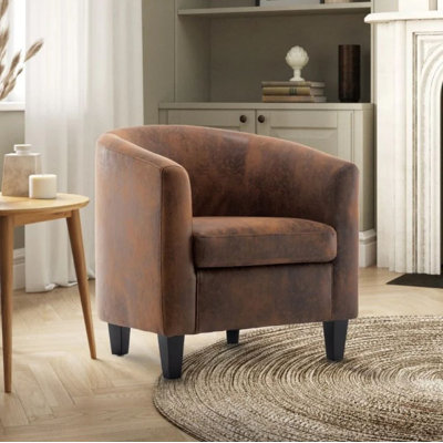 Kathey Upholstered Microfiber / Microsuede Barrel Chair