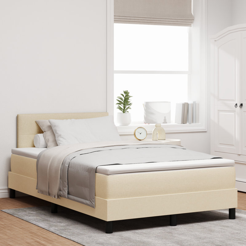 Upholstered Bed Frame with Mattress, 100 x 200cm, Cream