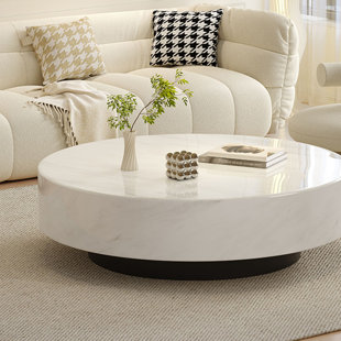 Simple luxury cream style marble coffee table