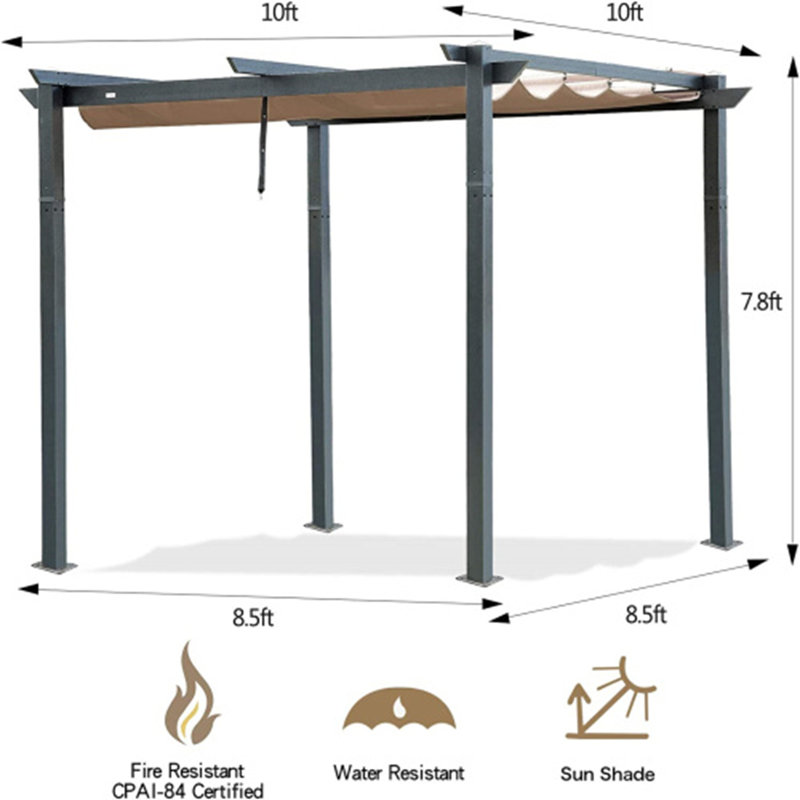 Courtyard Pergola – Sleek & Functional, Dark Gray, 93.6" H x 120" W x 120" D
