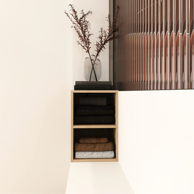 12 Inch Small Wall Mounted Storage Rack - For Many Locations Oak, Plywood, Modern Style Shelving Unit Various Appearance