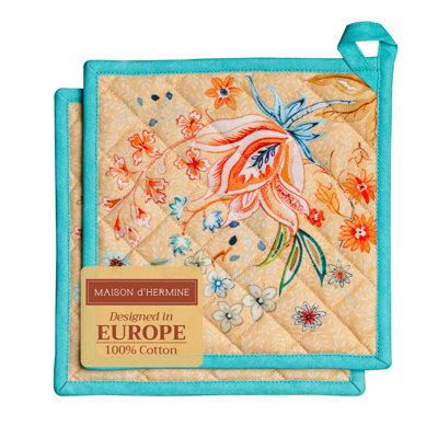 Maison d'Hermine Luxury Loft - Peach 100% Cotton Pot Holder Set - 8" x 8"