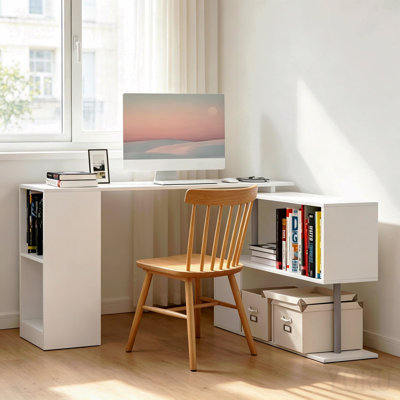 L-Shaped Desk, Home Office Desk, Rotating Corner Computer Desk(Only Desk)