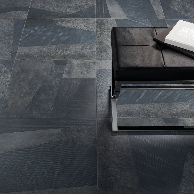 Rumor 23,62 po. X 23,62 po. Carreau de porcelaine mat pour plancher et mur (11,62 pieds carrés / caisse), Noir