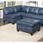 Fauteuil de chambre contemporain sans accoudoirs luxueux en cuir véritable capitonné bleu