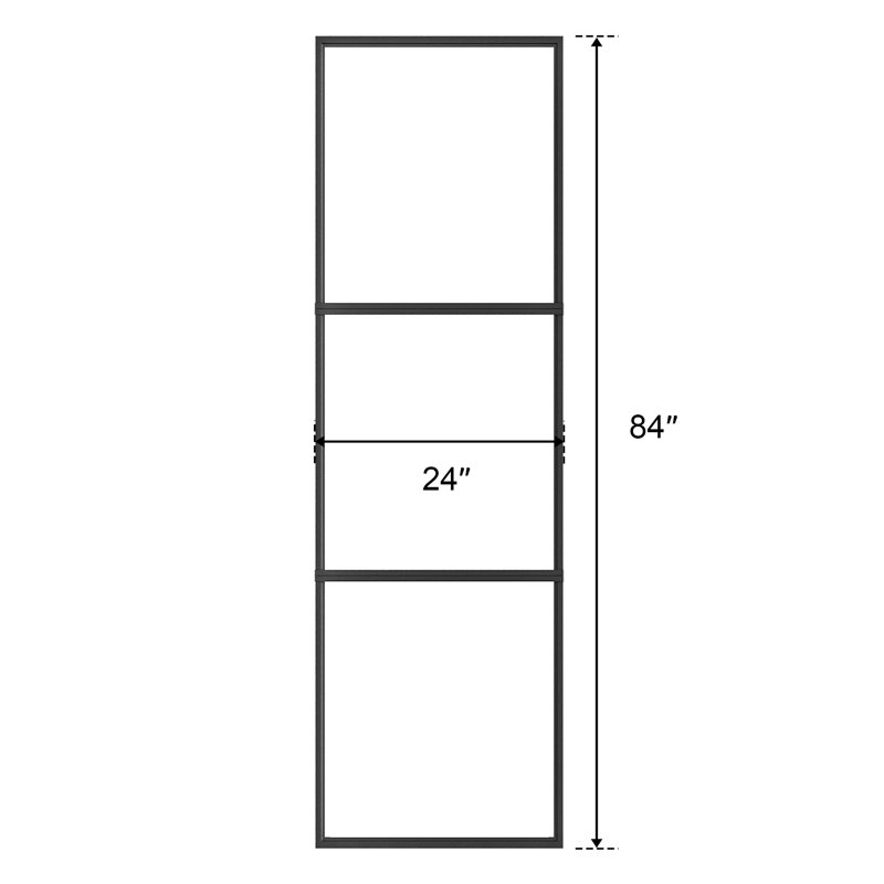 Metal and Glass Sliding Double Barn Door with Installation Hardware Kit (Soft-close Included), 48" x 84", Clear Glass