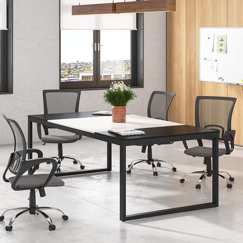 180cm Rectangle Conference Table with 1 Chairs, White