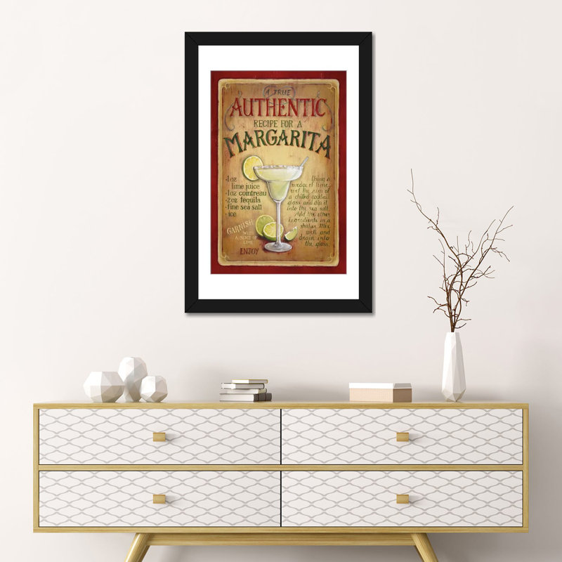 « authentique margarita » par lisa audit, affiche rétro sur toile, H 24 po x l 16 po x P 1 po, Papier avec cadre noir, Blanc