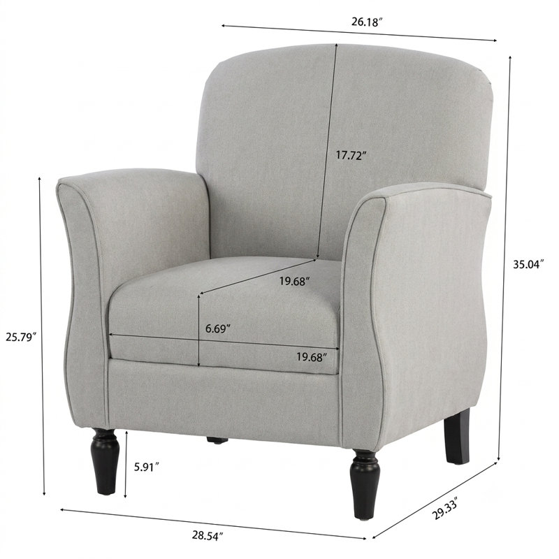 Fauteuil d'appoint contemporain ergonomique avec pattes de gourde et patins antidérapants, Vin rouge