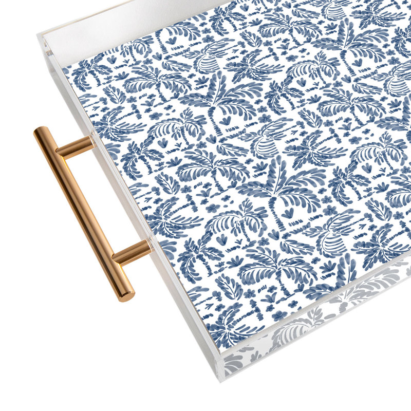 Plateau en acrylique Cassidy Rae Marietta, Floral, Bleu / blanc