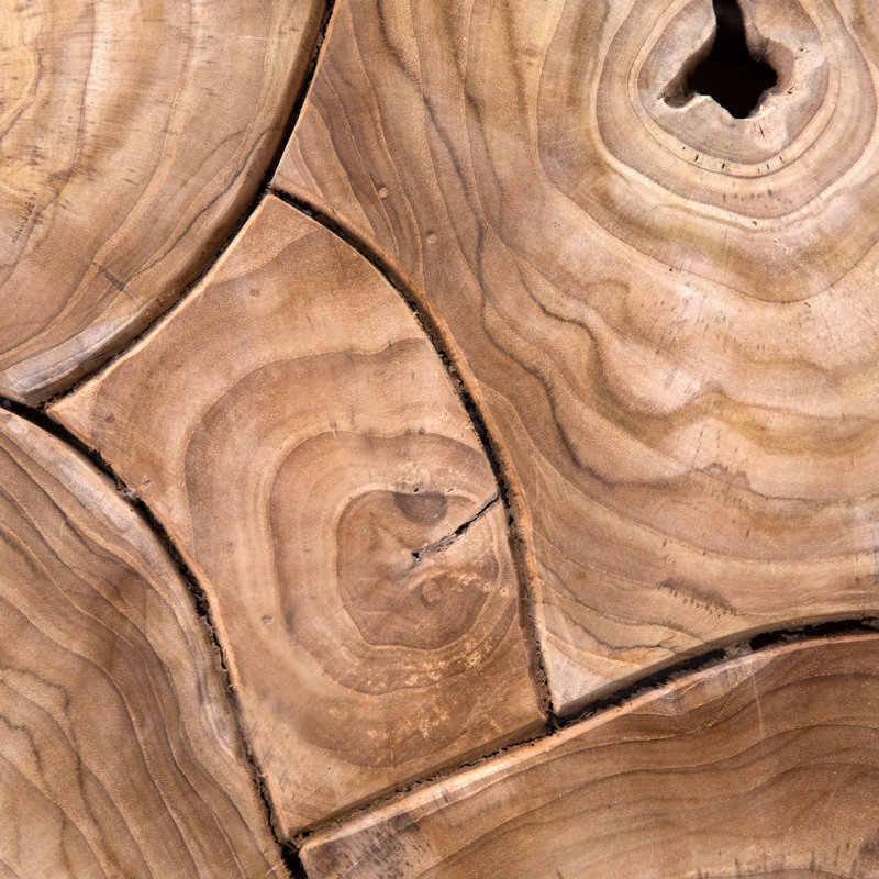 Scarlett Solid Wood Block End Table, Natural Teak