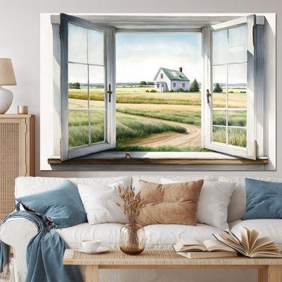Window To Landscape Views II - Farm Landscape Canvas Wall Art