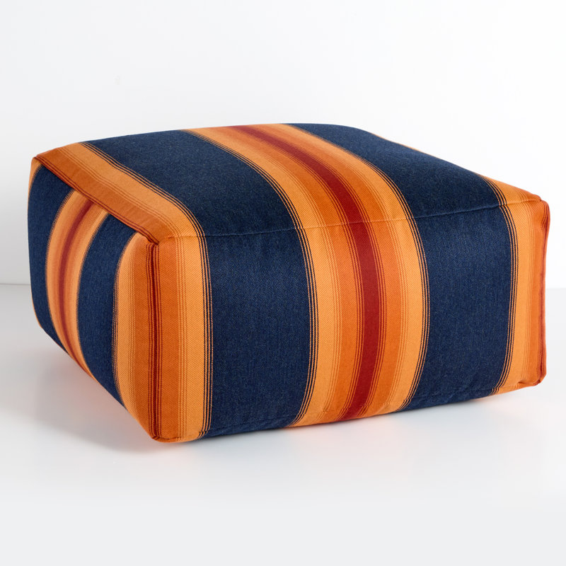 Repose-pieds d'extérieur avec coussin Sunbrella® Talihna, Orange et bleu marine
