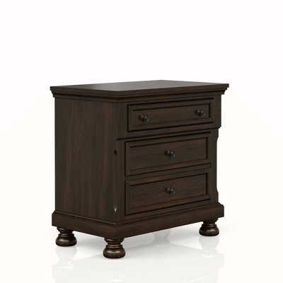 Table de chevet 2 tiroirs cerisier foncé