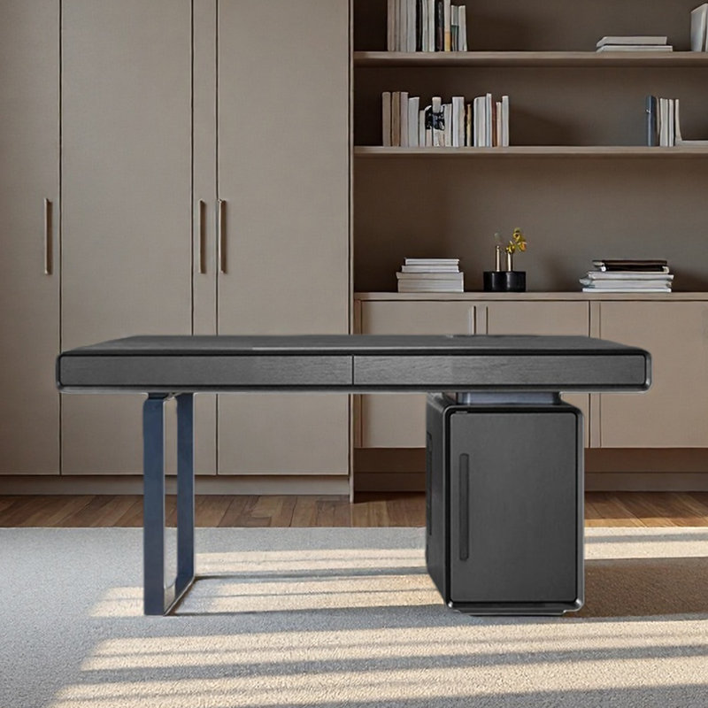 Bureau haut de gamme pour le bureau personnel et le rangement du travail, H 29,53 po x l 55,12 po x P 27,56 po, Noir