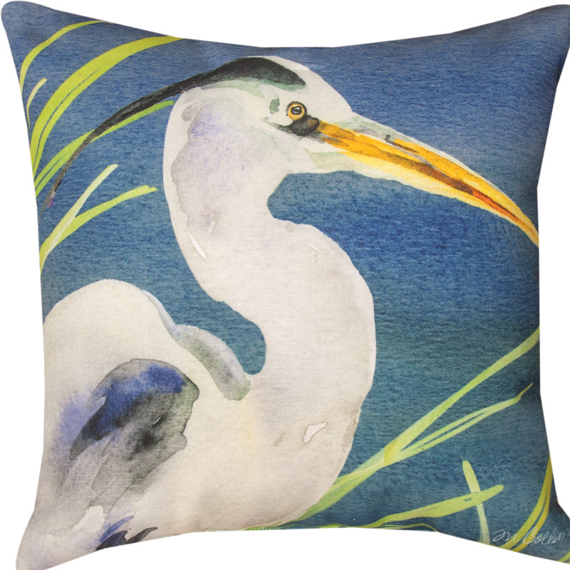Coussin Blue Heron 18 po x 18 po