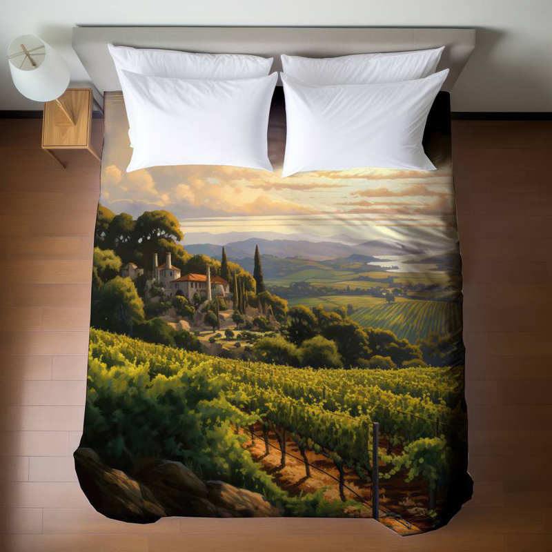 Calm Dusk Office Landscapes Trees Queen Duvet Cover - White
