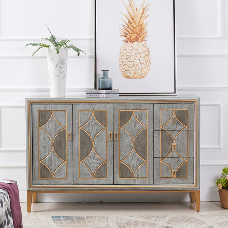 Buffet Mid-Century moderne en bois massif gris, 55.12