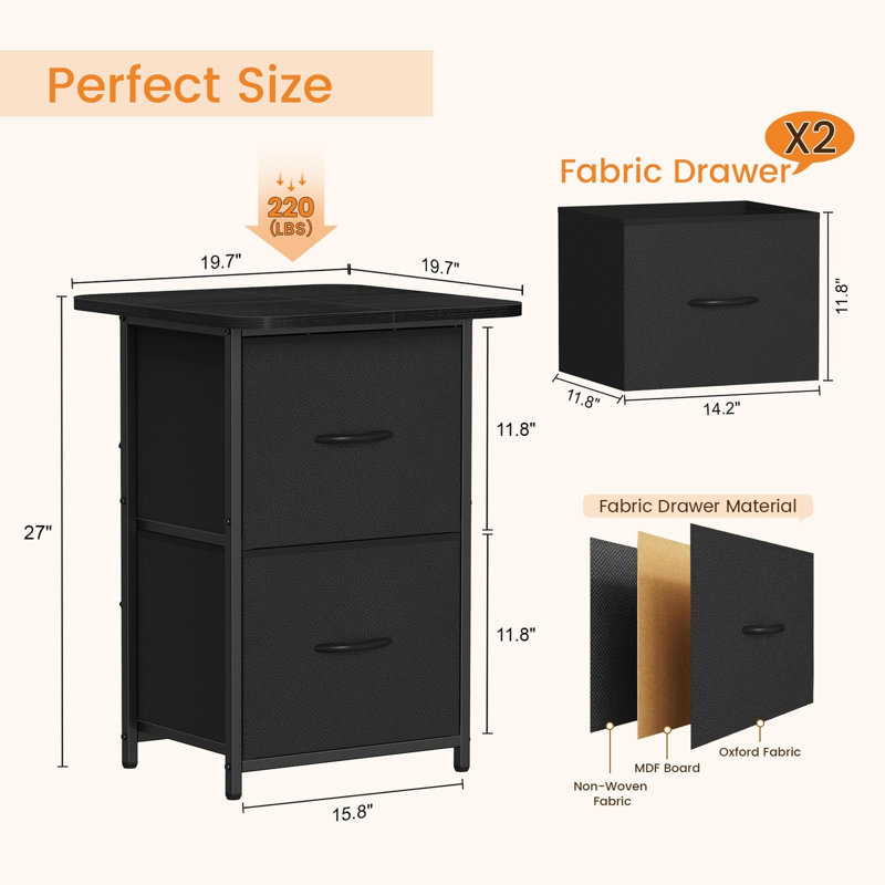 Mini Fridge Stand with Storage, Black