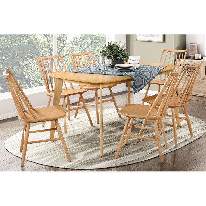 Table de salle à manger en chêne naturel de style décontracté pouvant accueillir 6 personnes