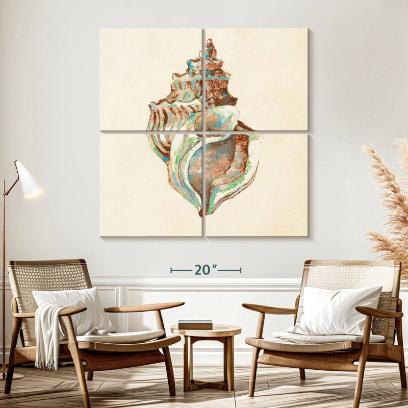 Coquillage bleu sarcelle Aletra I, H 57 po x l 57 po