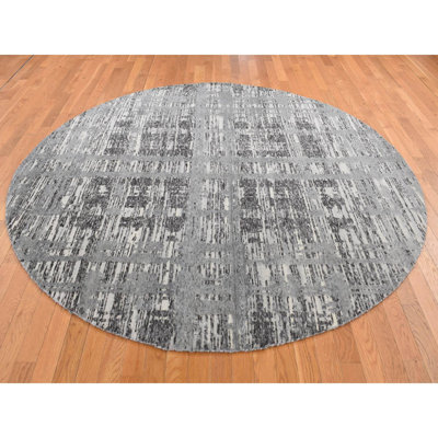 Tapis rond gris nouvel âge en laine 8 pi x 8 pi Karlov