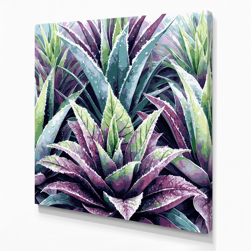 Art végétal sur toile gris, H 12 po x l 12 po