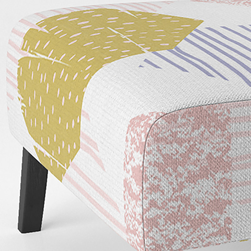 Fauteuil de chambre rembourré à motif géométrique rose à motif géométrique