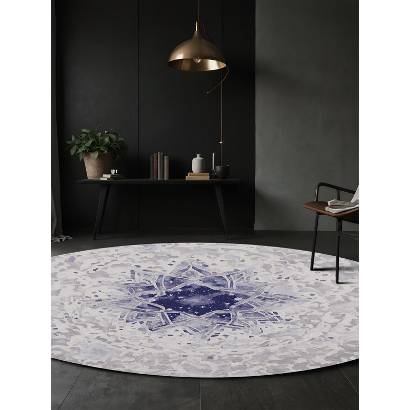 Tapis blanc soyeux et moelleux, Rond 5 pi