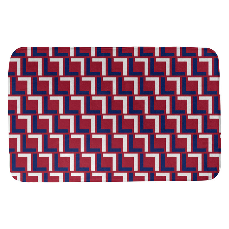 Tapis pour salle de bain Baltimore, l 17 po x L 24 po, Rouge / bleu foncé / blanc