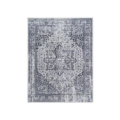 Tapis oriental rectangulaire en laine et soie noir tissé à la main 9 pi 0 po x 11 pi 10 po - MOA10263790