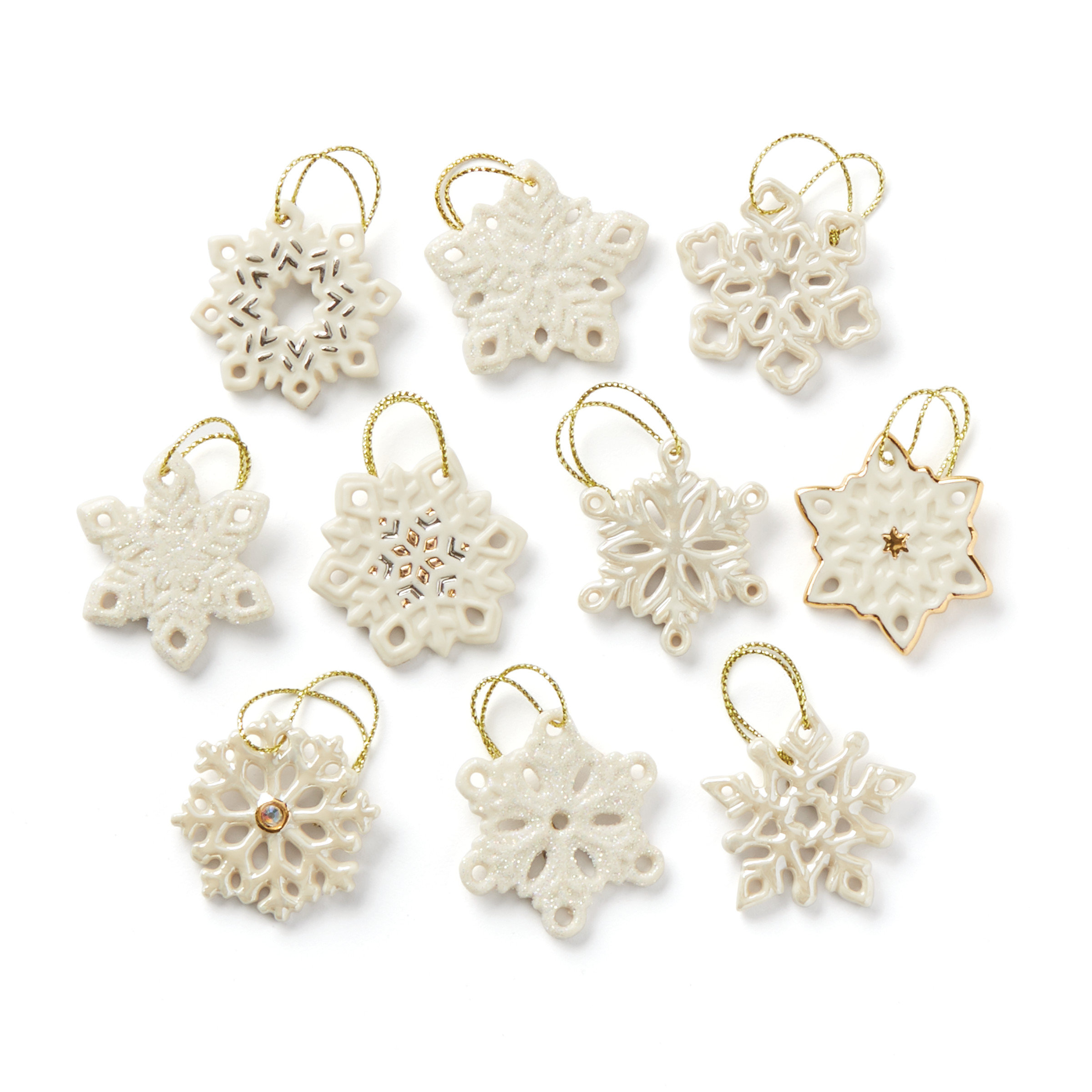 Lenox ORNAMENT TREES Snowflake 10 Piece Holiday Shaped Ornament Set & Reviews | Wayfair